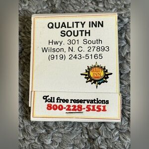 Vintage Matchbook Quality Inn South Wilson NC North Carolina Matches Reservation